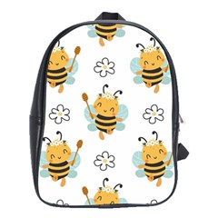 Art Bee Pattern Design Wallpaper Background School Bag (large) by uniart180623