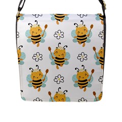 Art Bee Pattern Design Wallpaper Background Flap Closure Messenger Bag (l) by uniart180623