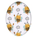 Art Bee Pattern Design Wallpaper Background Oval Glass Fridge Magnet (4 pack) Front