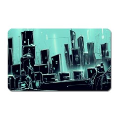 Buildings City Urban Destruction Background Magnet (rectangular) by uniart180623