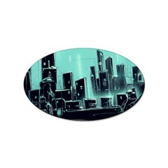 Buildings City Urban Destruction Background Sticker Oval (100 Pack)