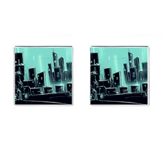 Buildings City Urban Destruction Background Cufflinks (square) by uniart180623