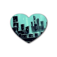 Buildings City Urban Destruction Background Rubber Coaster (heart) by uniart180623