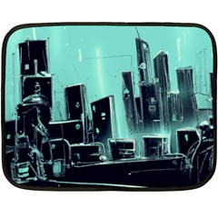 Buildings City Urban Destruction Background Two Sides Fleece Blanket (mini) by uniart180623