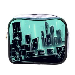 Buildings City Urban Destruction Background Mini Toiletries Bag (one Side) by uniart180623