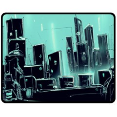 Buildings City Urban Destruction Background Fleece Blanket (medium) by uniart180623