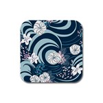 Flowers Pattern Floral Ocean Abstract Digital Art Rubber Square Coaster (4 pack) Front