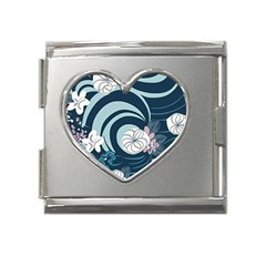 Flowers Pattern Floral Ocean Abstract Digital Art Mega Link Heart Italian Charm (18mm) by uniart180623