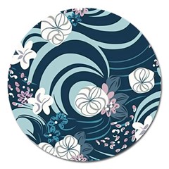 Flowers Pattern Floral Ocean Abstract Digital Art Magnet 5  (round) by uniart180623