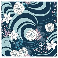 Flowers Pattern Floral Ocean Abstract Digital Art Wooden Puzzle Square by uniart180623