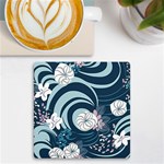 Flowers Pattern Floral Ocean Abstract Digital Art UV Print Square Tile Coaster  Front