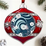 Flowers Pattern Floral Ocean Abstract Digital Art Metal Snowflake And Bell Red Ornament Front