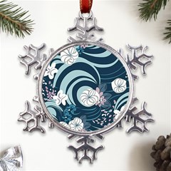 Flowers Pattern Floral Ocean Abstract Digital Art Metal Large Snowflake Ornament by uniart180623