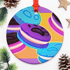 Cookies Chocolate Cookies Sweets Snacks Baked Goods Food Round Ornament (two Sides) by uniart180623