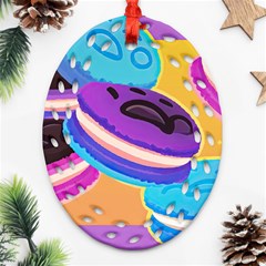 Cookies Chocolate Cookies Sweets Snacks Baked Goods Food Oval Filigree Ornament (two Sides) by uniart180623