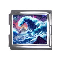 Storm Tsunami Waves Ocean Sea Nautical Nature Mega Link Italian Charm (18mm) by uniart180623