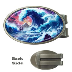 Storm Tsunami Waves Ocean Sea Nautical Nature Money Clips (oval)  by uniart180623