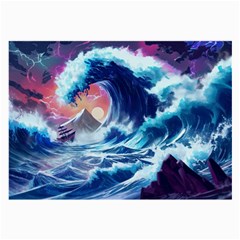 Storm Tsunami Waves Ocean Sea Nautical Nature Large Glasses Cloth (2 Sides) by uniart180623