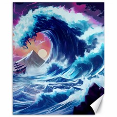 Storm Tsunami Waves Ocean Sea Nautical Nature Canvas 11  X 14  by uniart180623