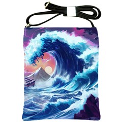 Storm Tsunami Waves Ocean Sea Nautical Nature Shoulder Sling Bag by uniart180623