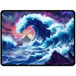 Storm Tsunami Waves Ocean Sea Nautical Nature Fleece Blanket (Large) 80 x60  Blanket Front