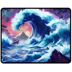 Storm Tsunami Waves Ocean Sea Nautical Nature Fleece Blanket (medium) by uniart180623