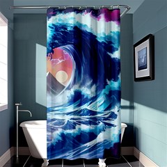 Storm Tsunami Waves Ocean Sea Nautical Nature Shower Curtain 36  X 72  (stall)  by uniart180623