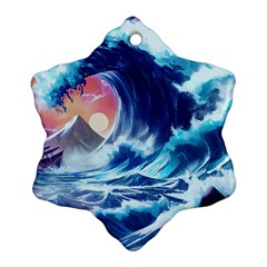 Storm Tsunami Waves Ocean Sea Nautical Nature Ornament (snowflake) by uniart180623