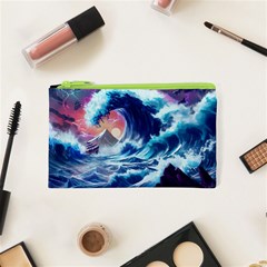 Storm Tsunami Waves Ocean Sea Nautical Nature Cosmetic Bag (xs) by uniart180623