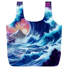 Storm Tsunami Waves Ocean Sea Nautical Nature Full Print Recycle Bag (xxl) by uniart180623