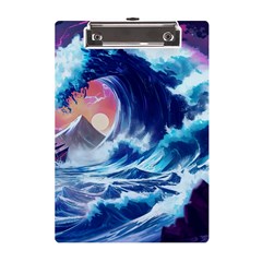 Storm Tsunami Waves Ocean Sea Nautical Nature A5 Acrylic Clipboard by uniart180623