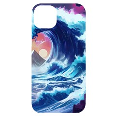 Storm Tsunami Waves Ocean Sea Nautical Nature Iphone 14 Plus Black Uv Print Case by uniart180623