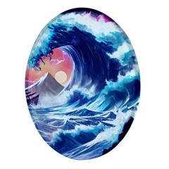 Storm Tsunami Waves Ocean Sea Nautical Nature Oval Glass Fridge Magnet (4 Pack) by uniart180623