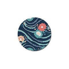 Waves Flowers Pattern Water Floral Minimalist Golf Ball Marker (10 Pack) by uniart180623