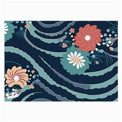 Waves Flowers Pattern Water Floral Minimalist Large Glasses Cloth by uniart180623