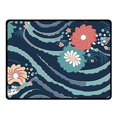 Waves Flowers Pattern Water Floral Minimalist Two Sides Fleece Blanket (small) by uniart180623