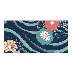 Waves Flowers Pattern Water Floral Minimalist Satin Wrap 35  X 70  by uniart180623