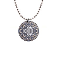 Flower Art Decorative Mandala Pattern Ornamental 1  Button Necklace by uniart180623