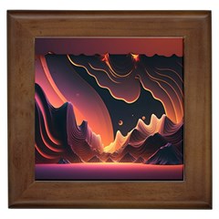 Fire Flame Burn Hot Heat Light Burning Orange Framed Tile by uniart180623