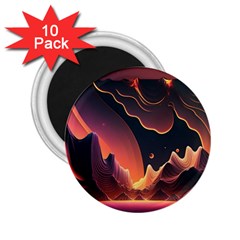 Fire Flame Burn Hot Heat Light Burning Orange 2 25  Magnets (10 Pack)  by uniart180623