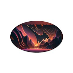 Fire Flame Burn Hot Heat Light Burning Orange Sticker (oval) by uniart180623