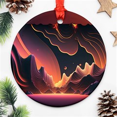 Fire Flame Burn Hot Heat Light Burning Orange Round Ornament (two Sides) by uniart180623