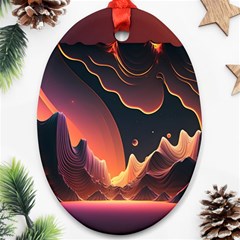 Fire Flame Burn Hot Heat Light Burning Orange Oval Ornament (two Sides) by uniart180623