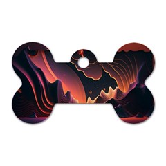 Fire Flame Burn Hot Heat Light Burning Orange Dog Tag Bone (two Sides) by uniart180623