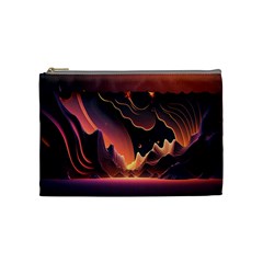 Fire Flame Burn Hot Heat Light Burning Orange Cosmetic Bag (medium) by uniart180623