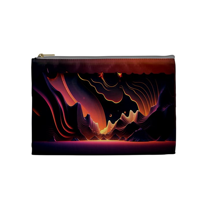 Fire Flame Burn Hot Heat Light Burning Orange Cosmetic Bag (Medium)