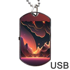 Fire Flame Burn Hot Heat Light Burning Orange Dog Tag Usb Flash (one Side) by uniart180623