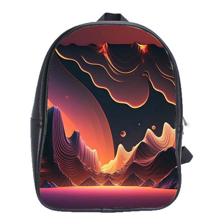 Fire Flame Burn Hot Heat Light Burning Orange School Bag (XL)