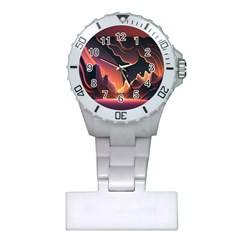 Fire Flame Burn Hot Heat Light Burning Orange Plastic Nurses Watch by uniart180623