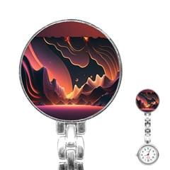 Fire Flame Burn Hot Heat Light Burning Orange Stainless Steel Nurses Watch by uniart180623